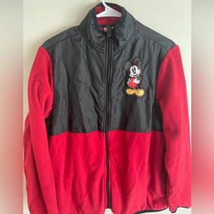 DISNEY STORE MICKEY MOUSE Classic Fleece Jacket Men Small Full Zip  Red Black
